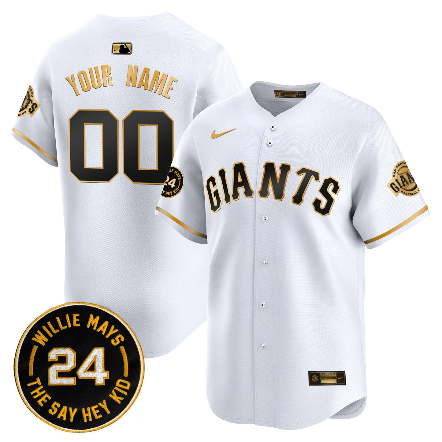 San Francisco Giants 2024 Willie Mays Patch Vapor Premier Limited Custom Jersey - All Stitched