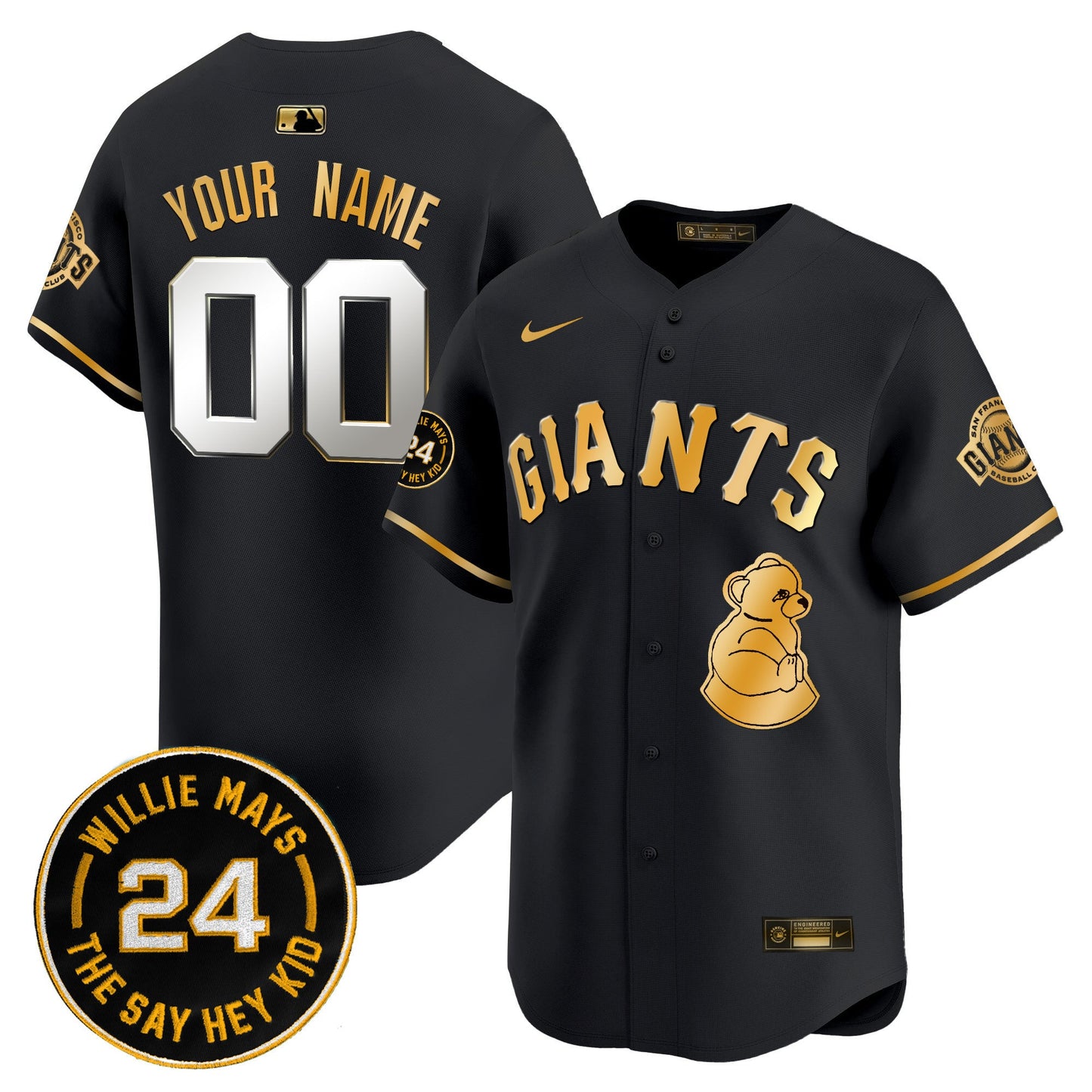 San Francisco Giants 2024 Willie Mays Patch Vapor Premier Limited Custom Jersey V4 - All Stitched