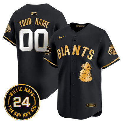 San Francisco Giants 2024 Willie Mays Patch Vapor Premier Limited Custom Jersey V4 - All Stitched