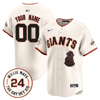 San Francisco Giants 2024 Willie Mays Patch Vapor Premier Limited Custom Jersey V4 - All Stitched