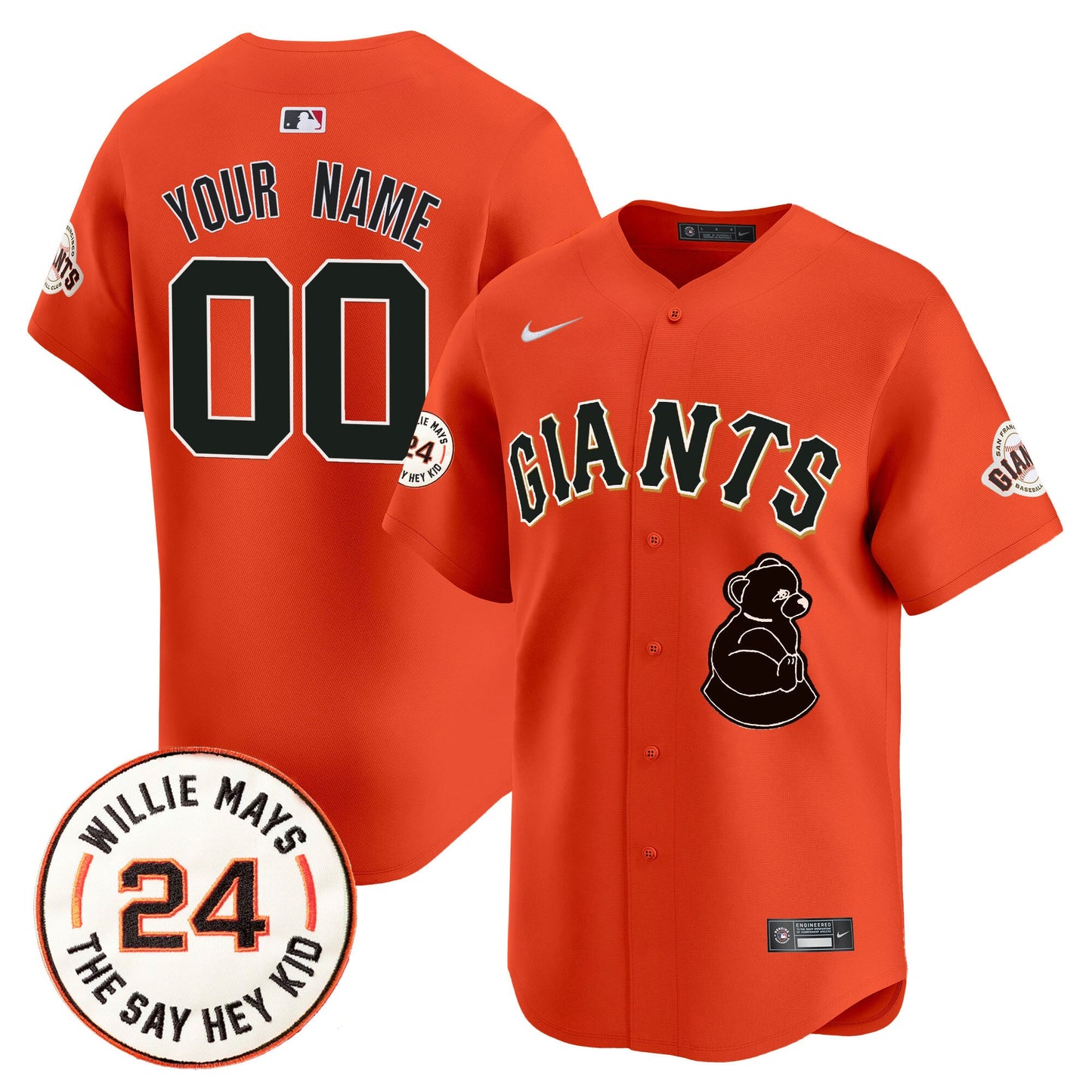 San Francisco Giants 2024 Willie Mays Patch Vapor Premier Limited Custom Jersey V4 - All Stitched