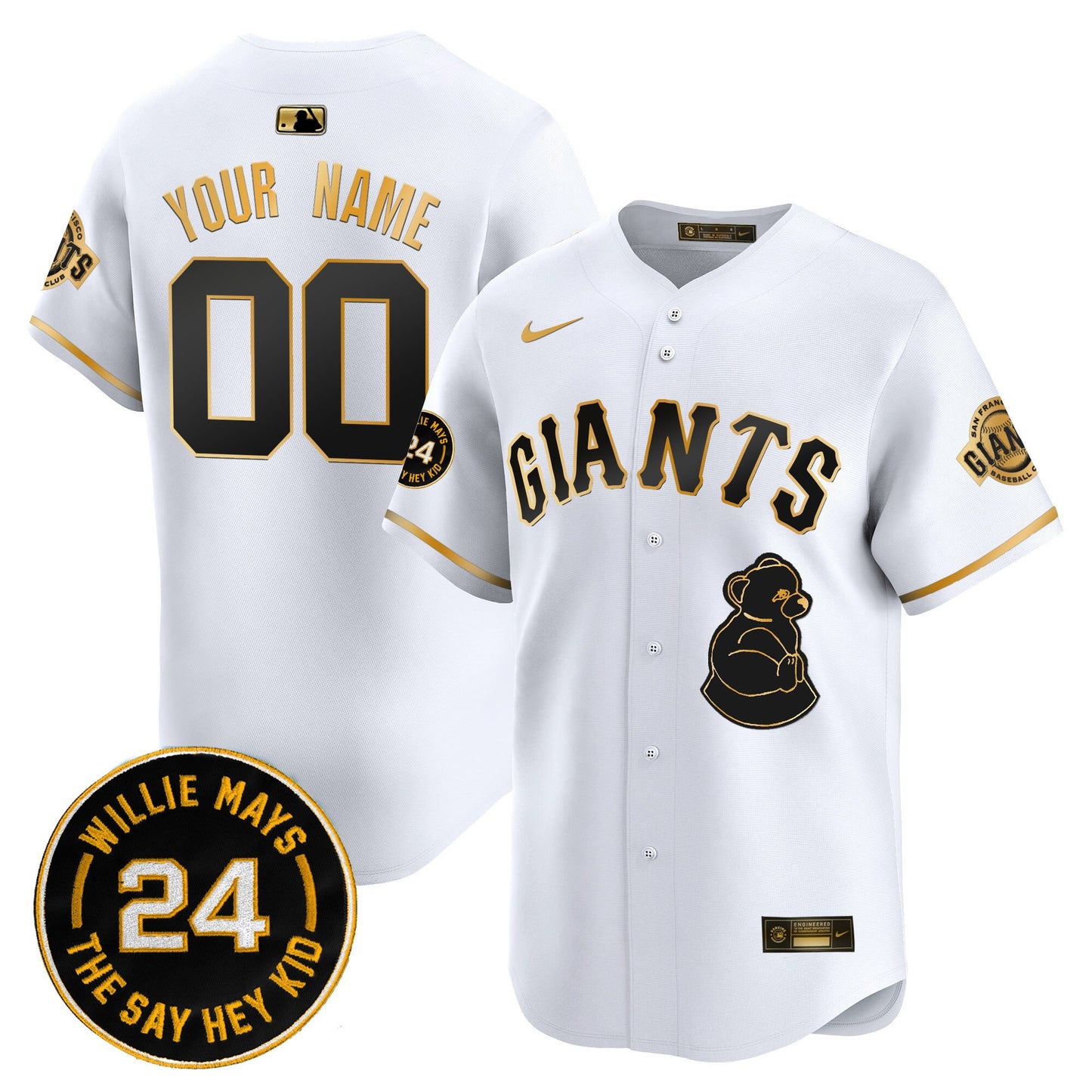 San Francisco Giants 2024 Willie Mays Patch Vapor Premier Limited Custom Jersey V4 - All Stitched