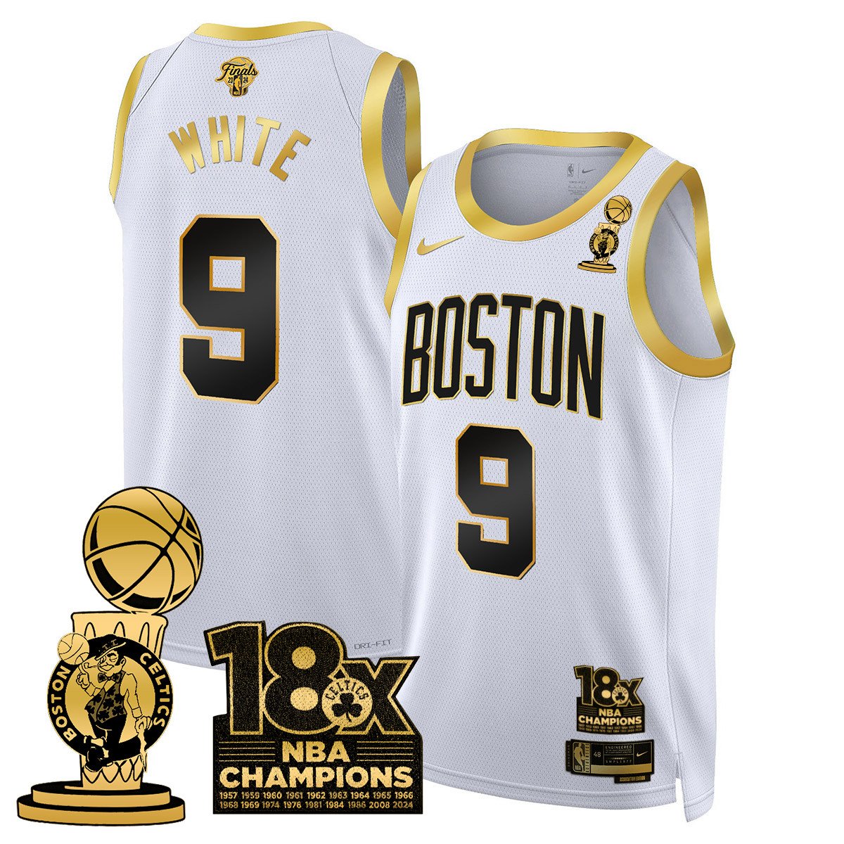 Men's Boston Celtics 2024 Champions Jersey - 18X Times NBA Champ Patch - All Stitched