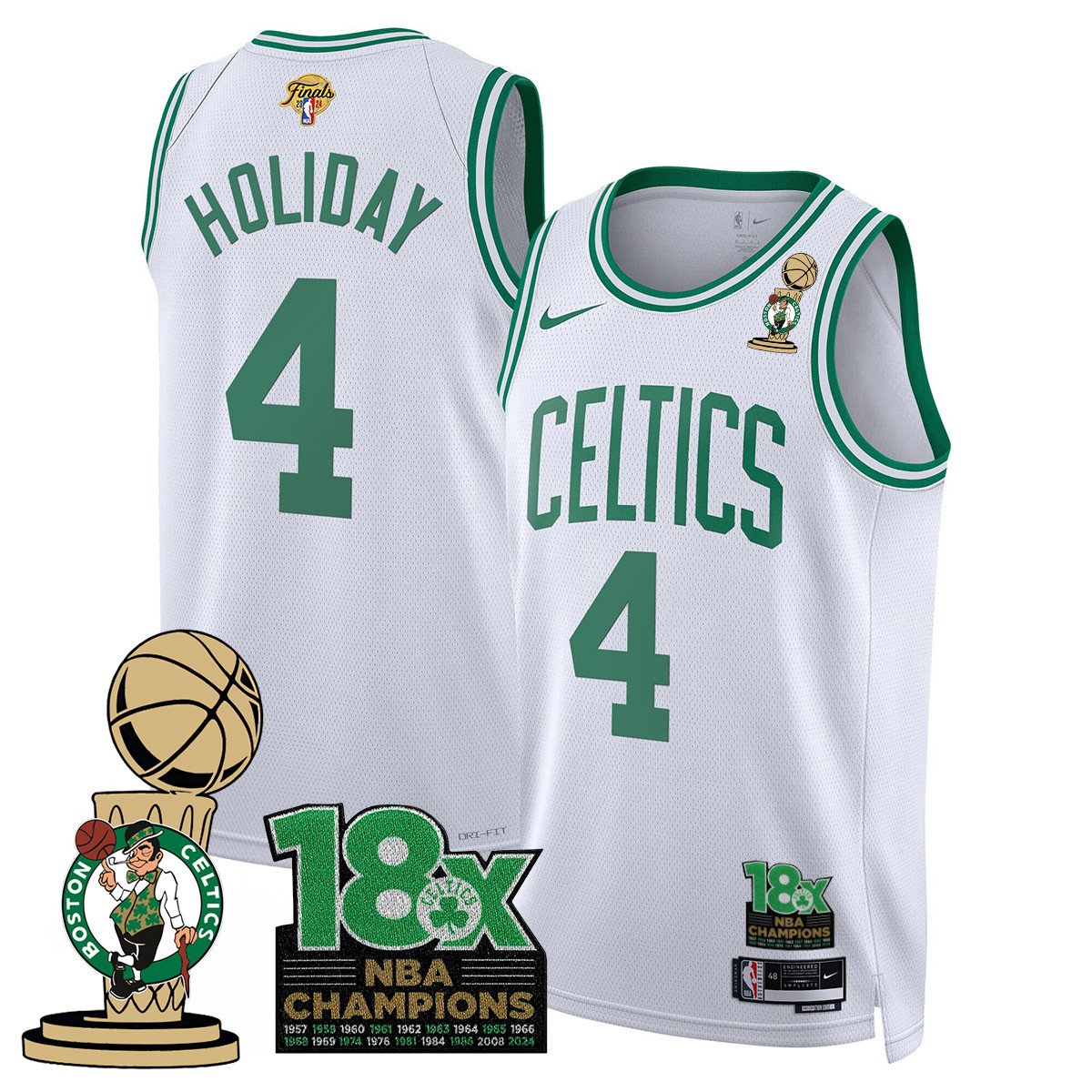 Men's Boston Celtics 2024 Champions Jersey - 18X Times NBA Champ Patch - All Stitched