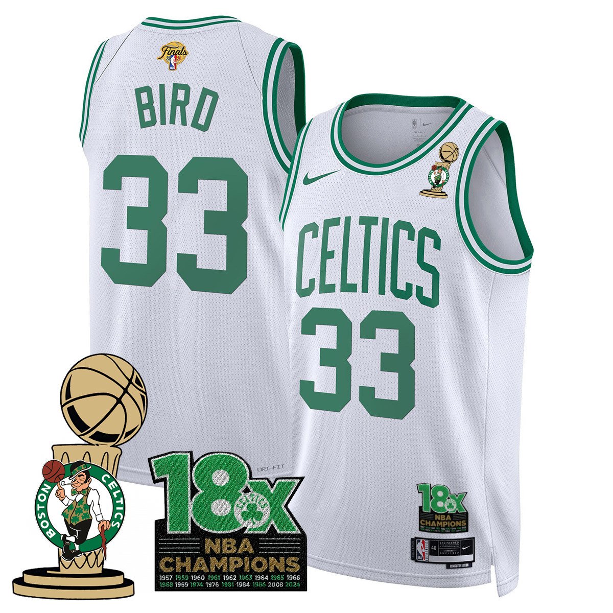 Men's Boston Celtics 2024 Champions Jersey - 18X Times NBA Champ Patch - All Stitched