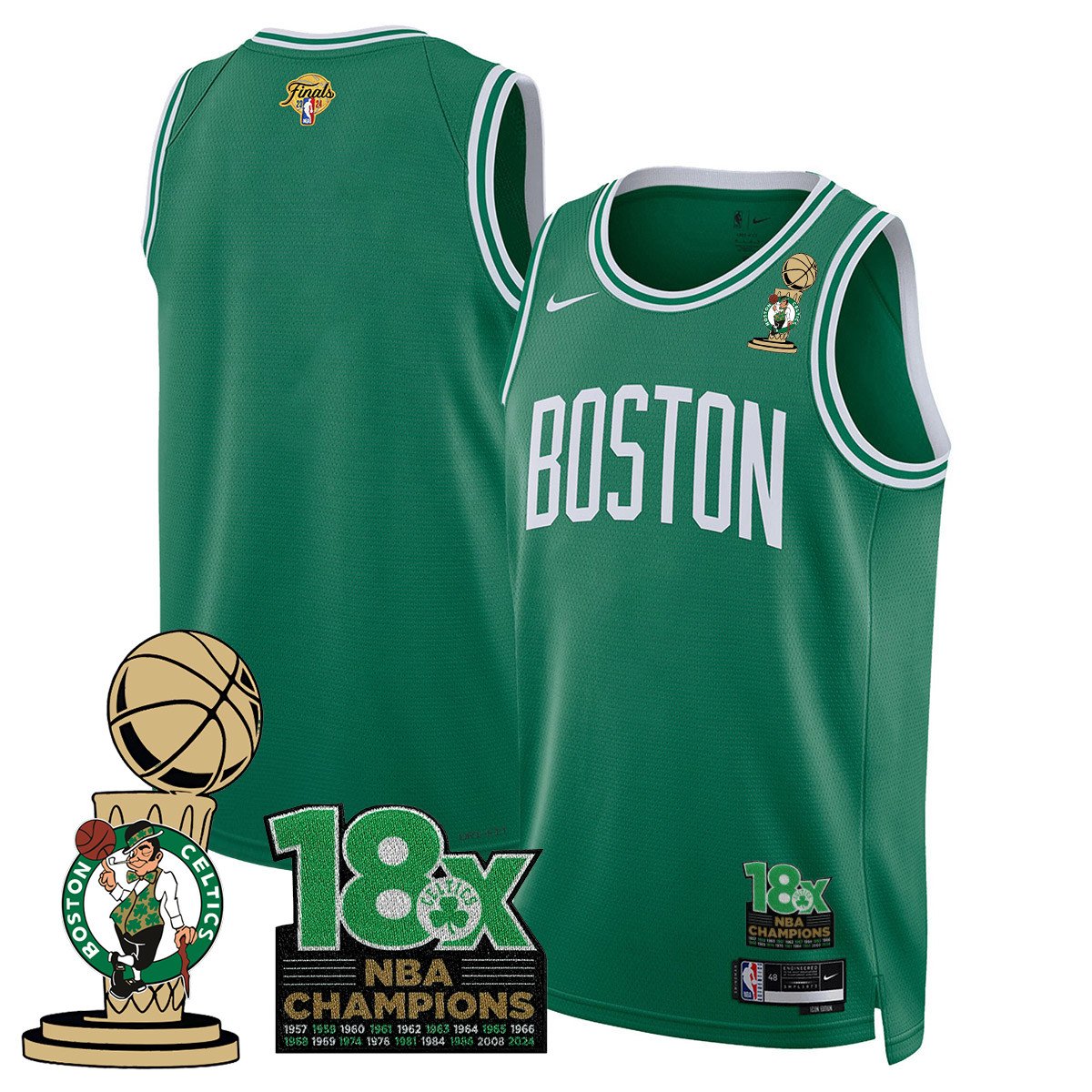 Men's Boston Celtics 2024 Champions Jersey - 18X Times NBA Champ Patch - All Stitched