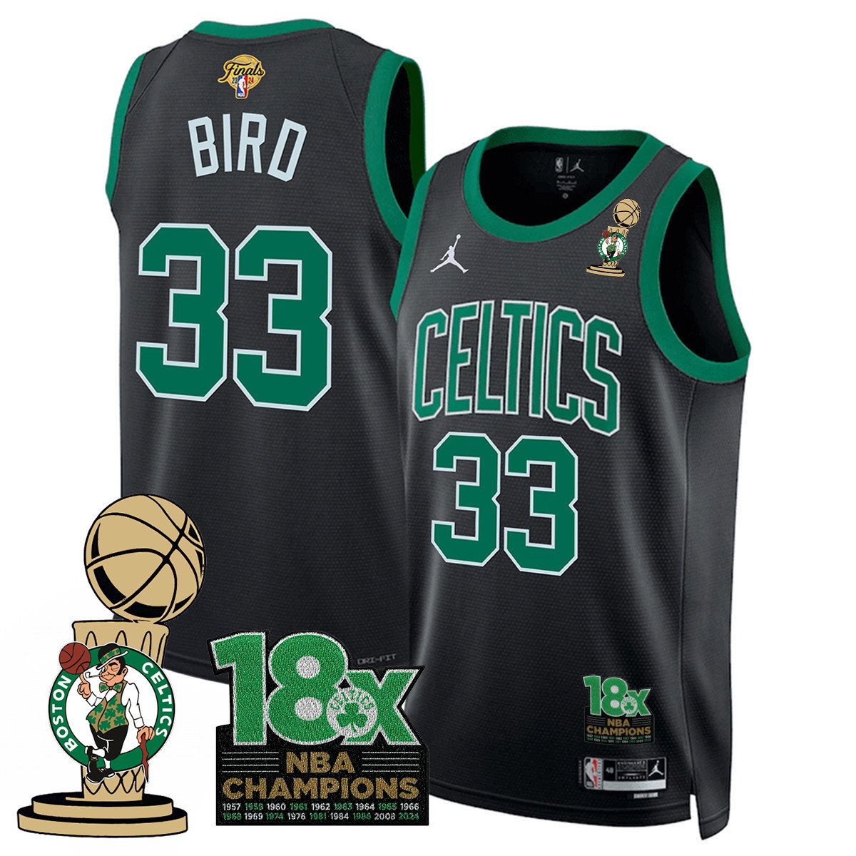 Men's Boston Celtics 2024 Champions Jersey - 18X Times NBA Champ Patch - All Stitched