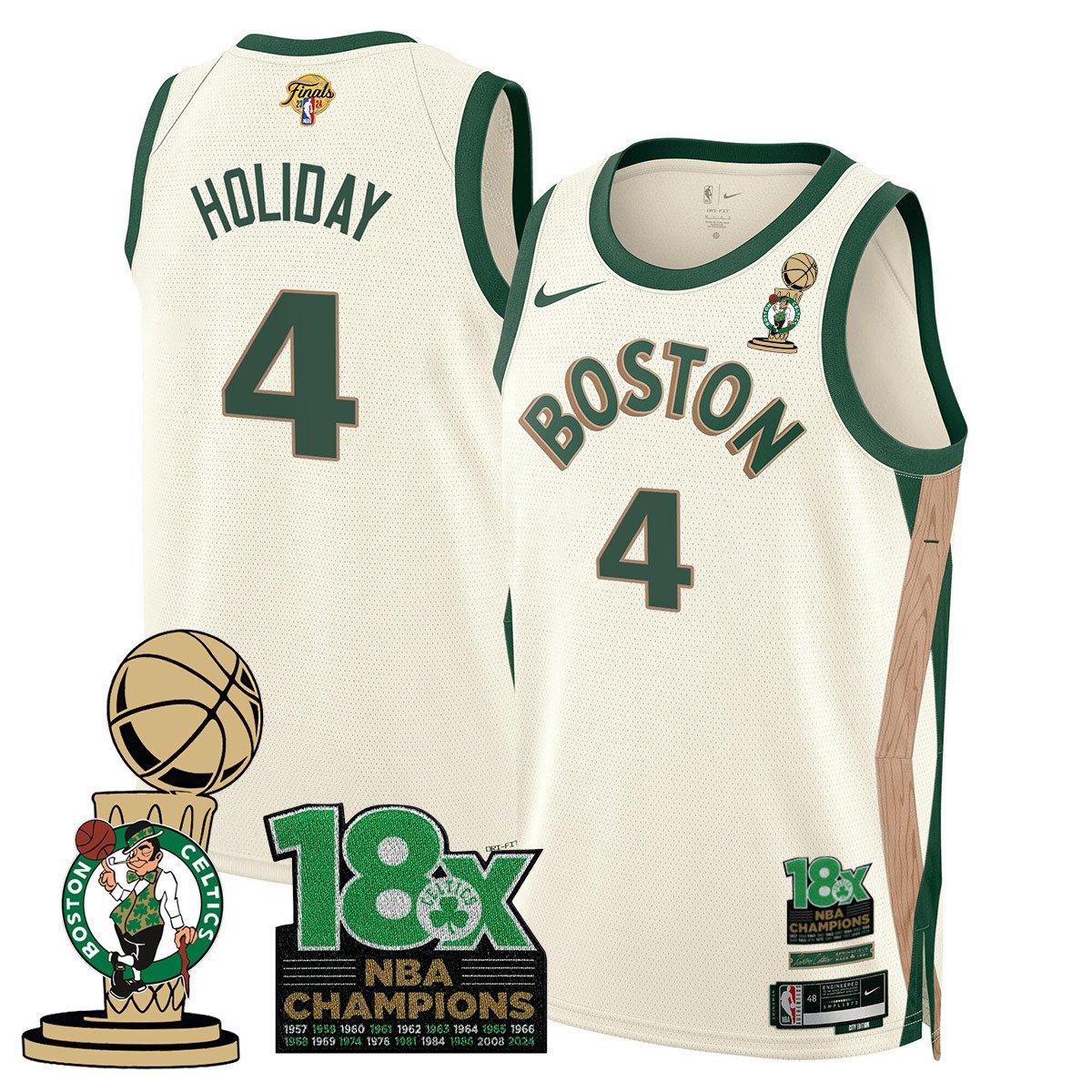 Men's Boston Celtics 2024 Champions Jersey - 18X Times NBA Champ Patch - All Stitched