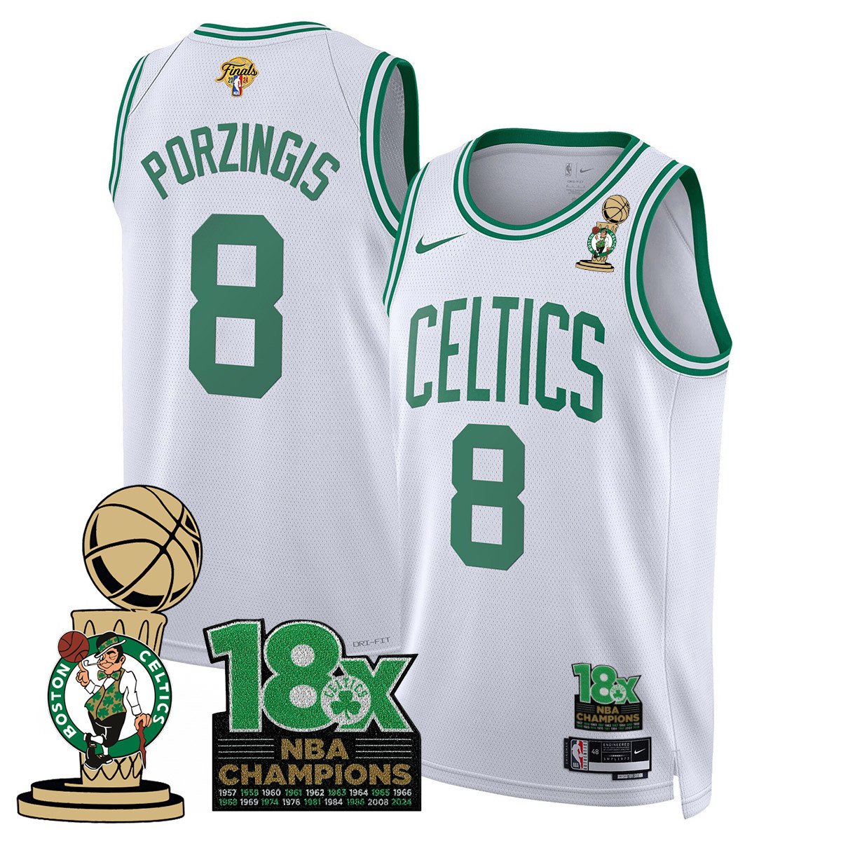 Men's Boston Celtics 2024 Champions Jersey - 18X Times NBA Champ Patch - All Stitched