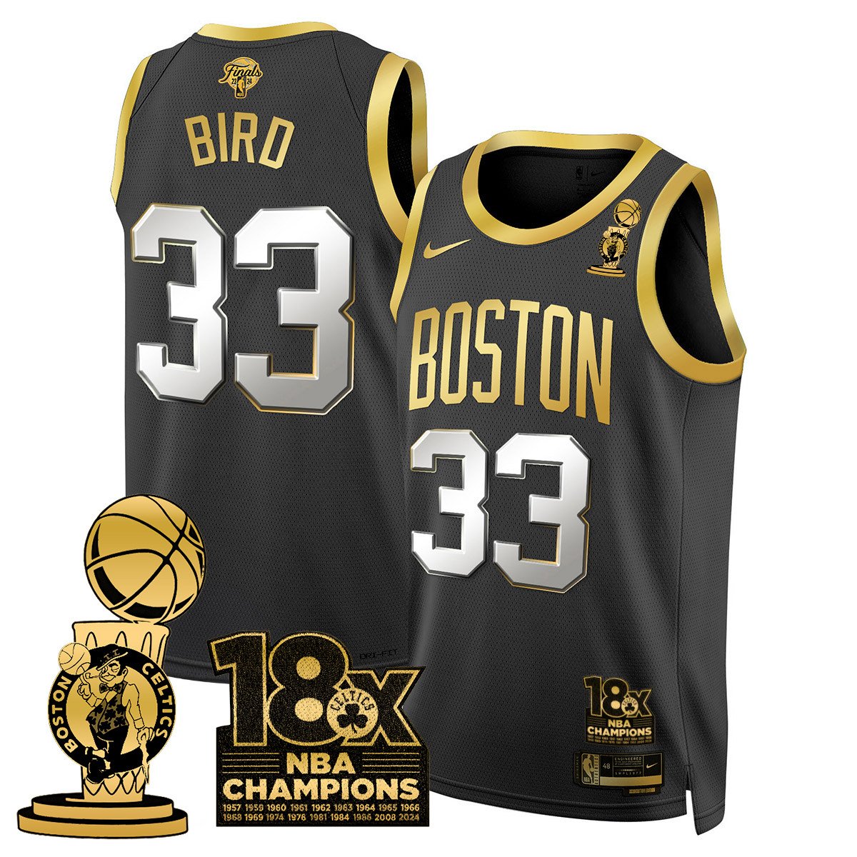 Men's Boston Celtics 2024 Champions Jersey - 18X Times NBA Champ Patch - All Stitched