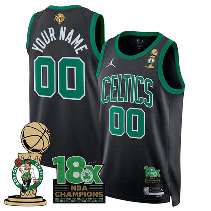 Custom Celtics 2024 Champions Jersey - 18X Times Champ Patch - All Stitched