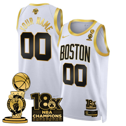 Custom Celtics 2024 Champions Jersey - 18X Times Champ Patch - All Stitched