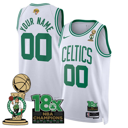 Custom Celtics 2024 Champions Jersey - 18X Times Champ Patch - All Stitched