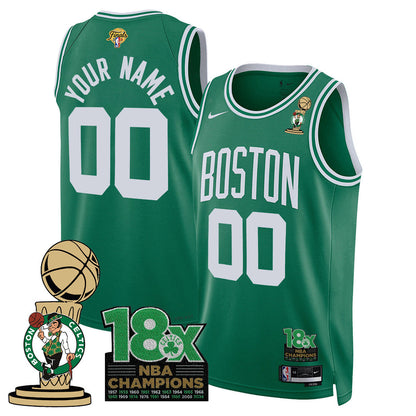 Custom Celtics 2024 Champions Jersey - 18X Times Champ Patch - All Stitched