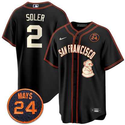 Men's San Francisco Giants 2024 Vapor Premier Limited Jersey N1 - #24 Willie Mays Patch