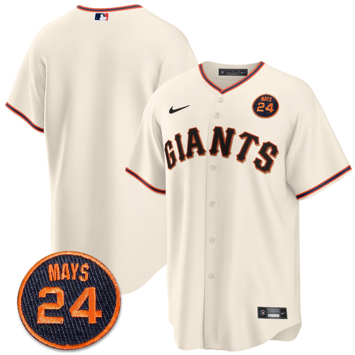 Men's San Francisco Giants 2024 Vapor Premier Limited Jersey N1 - #24 Willie Mays Patch