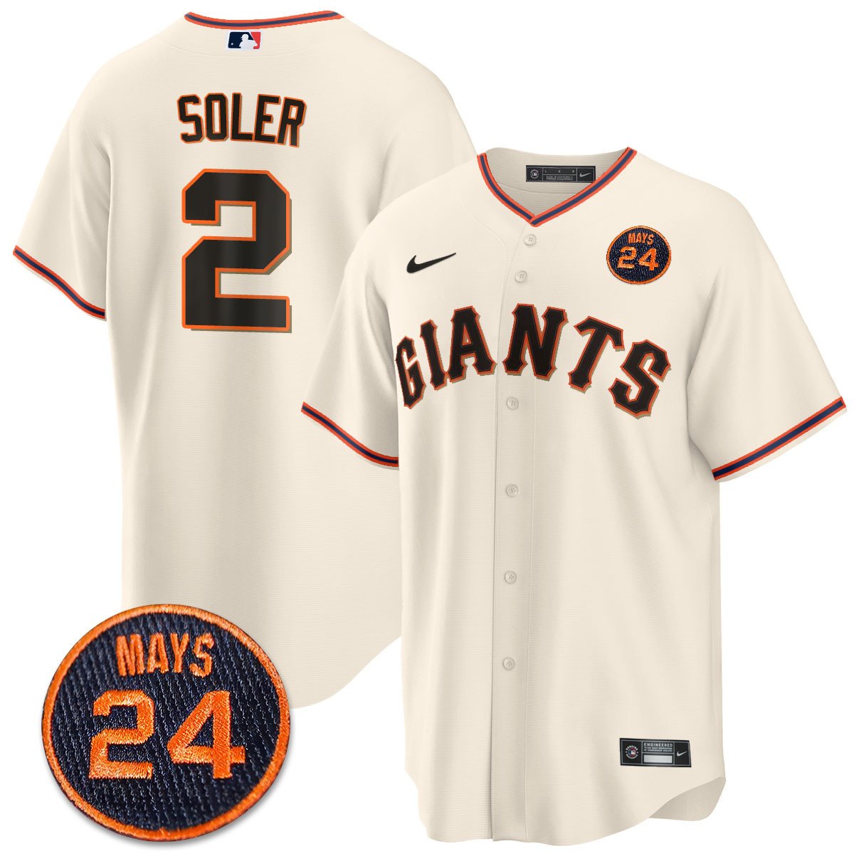 Men's San Francisco Giants 2024 Vapor Premier Limited Jersey N1 - #24 Willie Mays Patch