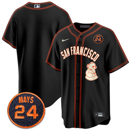 San Francisco Giants 2024 Vapor Premier Limited Jersey N1 - #24 Willie Mays Patch