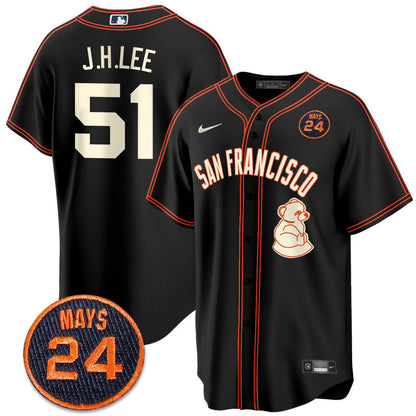 San Francisco Giants 2024 Vapor Premier Limited Jersey N1 - #24 Willie Mays Patch