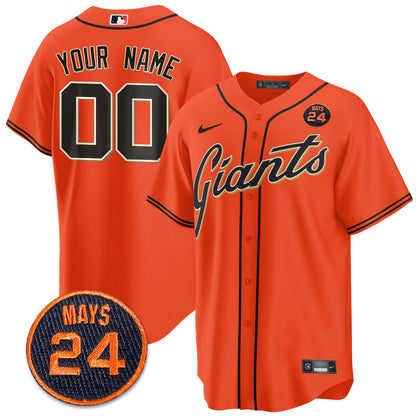 Custom San Francisco Giants 2024 Vapor Premier Limited Jersey N1 - #24 Willie Mays Patch