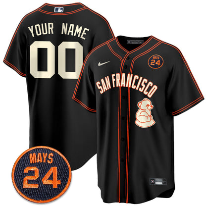 Custom San Francisco Giants 2024 Vapor Premier Limited Jersey N1 - #24 Willie Mays Patch