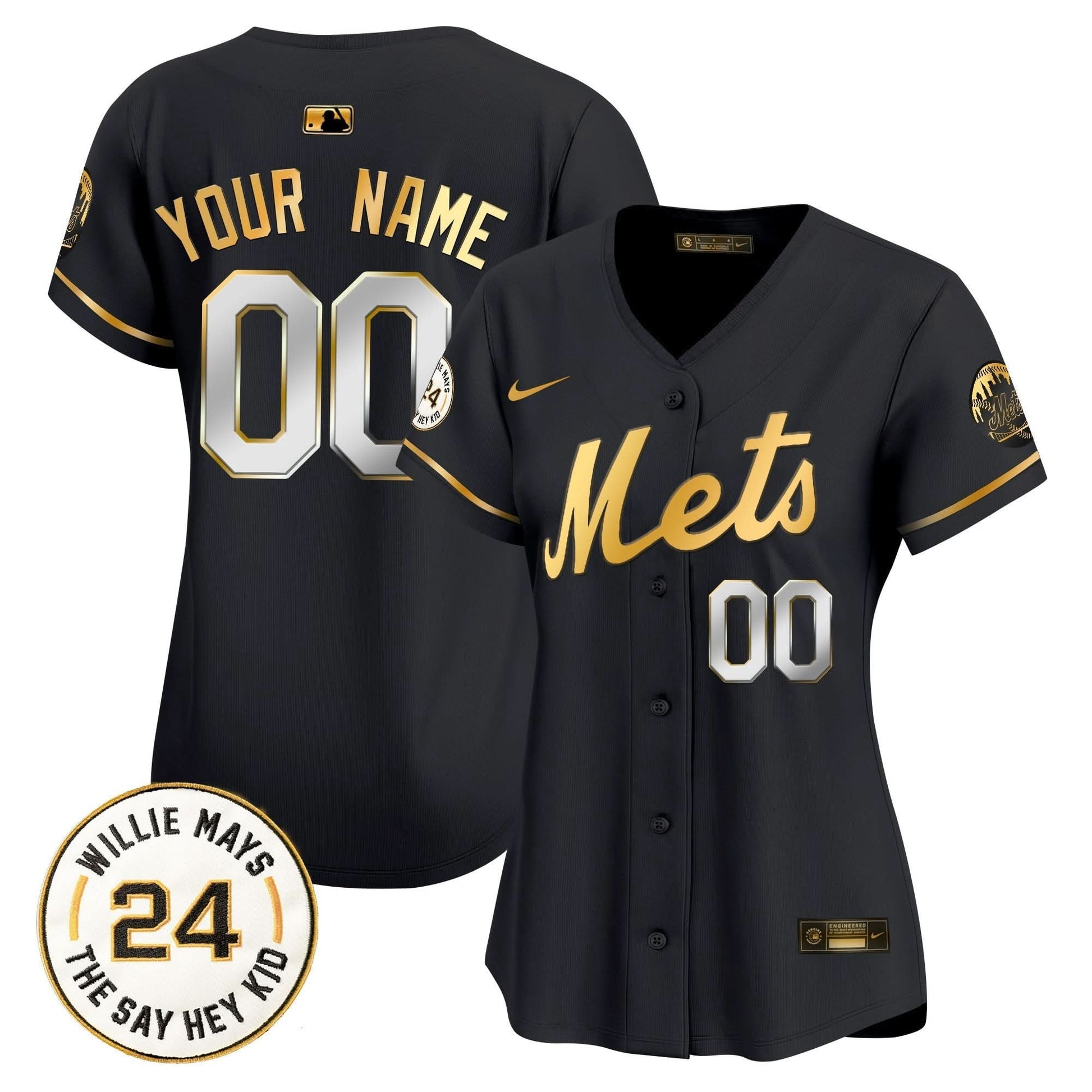 Mets Willie Mays Patch Vapor Premier Limited Custom Jersey - All Stitched