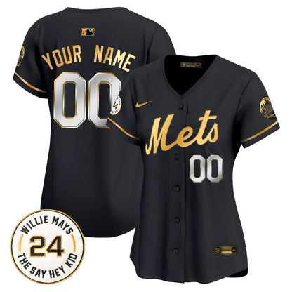 Mets Willie Mays Patch Vapor Premier Limited Custom Jersey - All Stitched