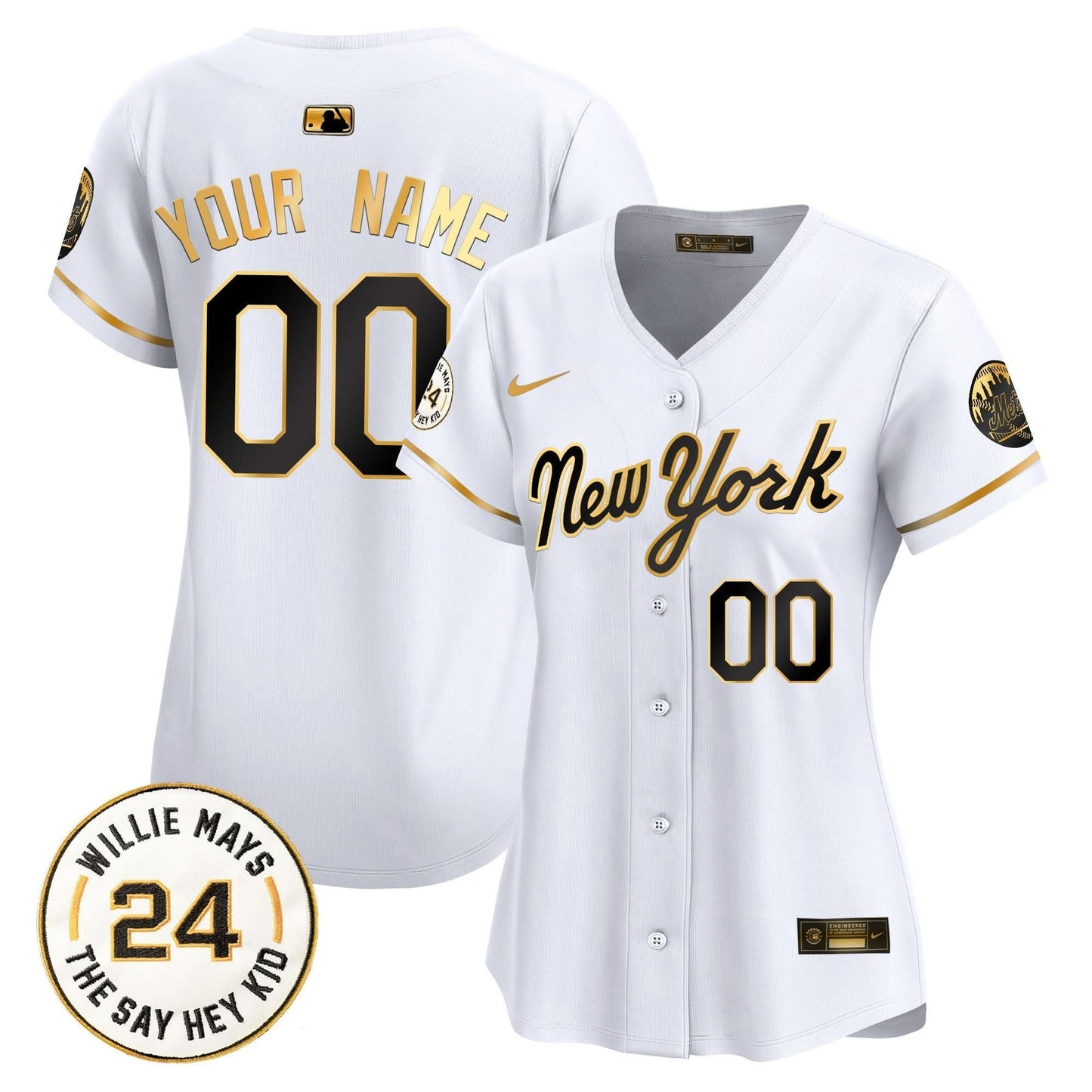 Mets Willie Mays Patch Vapor Premier Limited Custom Jersey - All Stitched