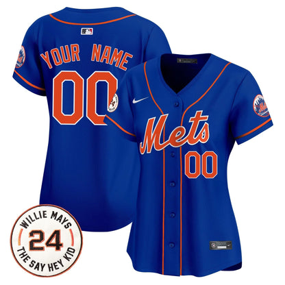 Mets Willie Mays Patch Vapor Premier Limited Custom Jersey - All Stitched