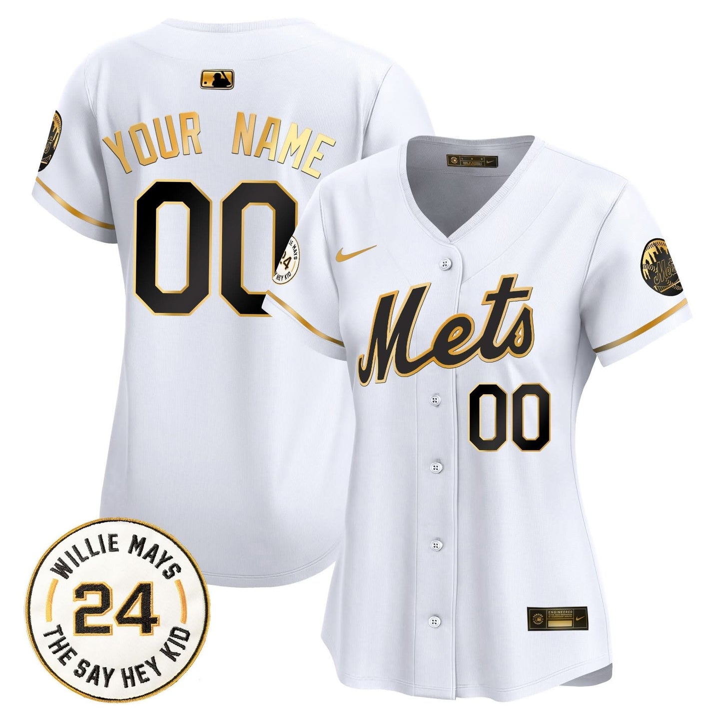 Mets Willie Mays Patch Vapor Premier Limited Custom Jersey - All Stitched