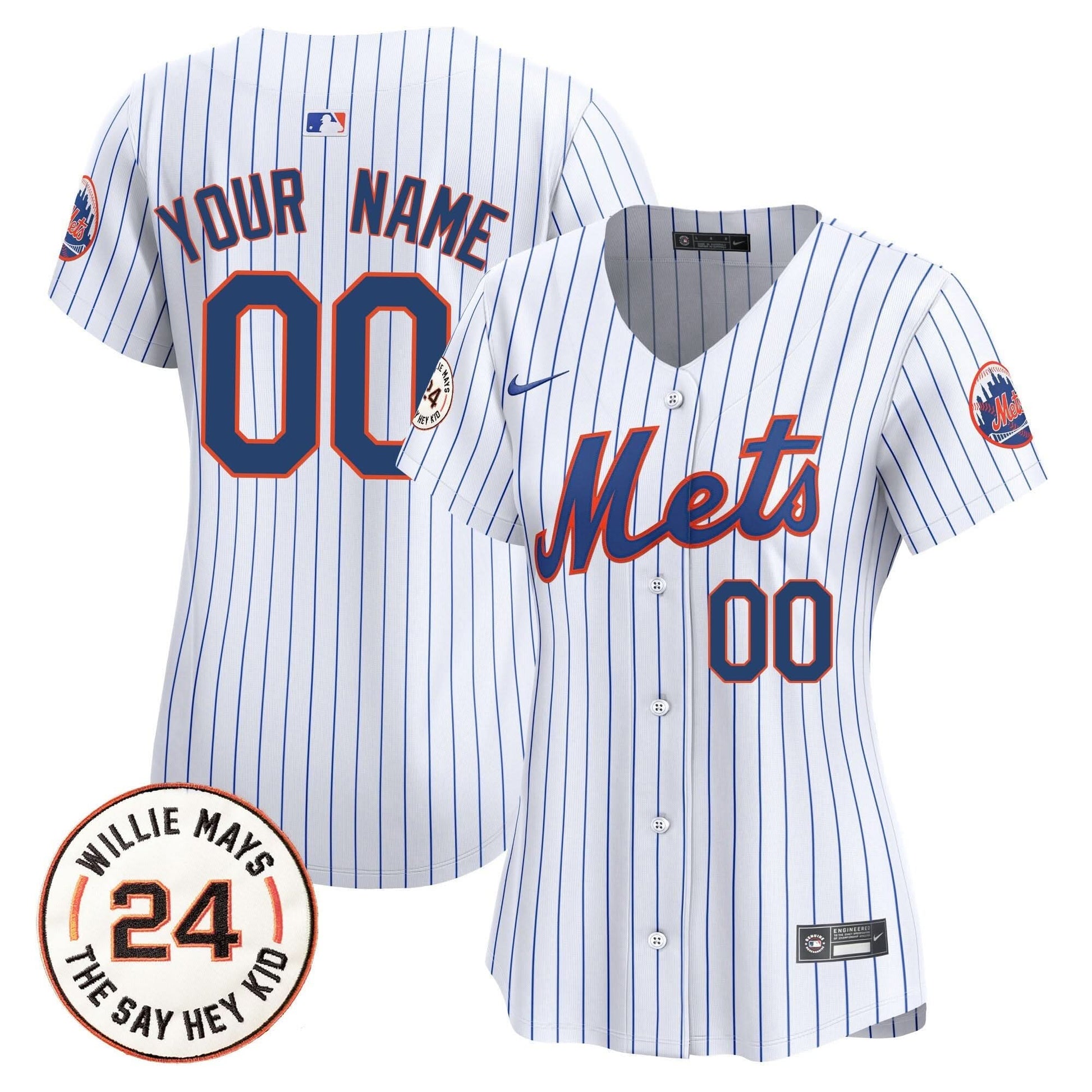Mets Willie Mays Patch Vapor Premier Limited Custom Jersey - All Stitched