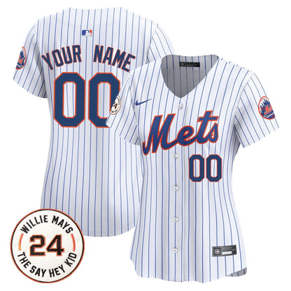 Mets Willie Mays Patch Vapor Premier Limited Custom Jersey - All Stitched