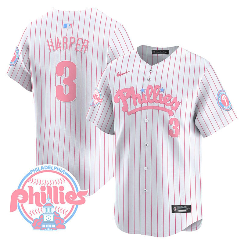 Phillies Bubblegum Pink Vapor Premier Limited Jersey - All Stitched