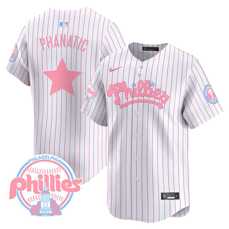 Phillies Bubblegum Pink Vapor Premier Limited Jersey - All Stitched