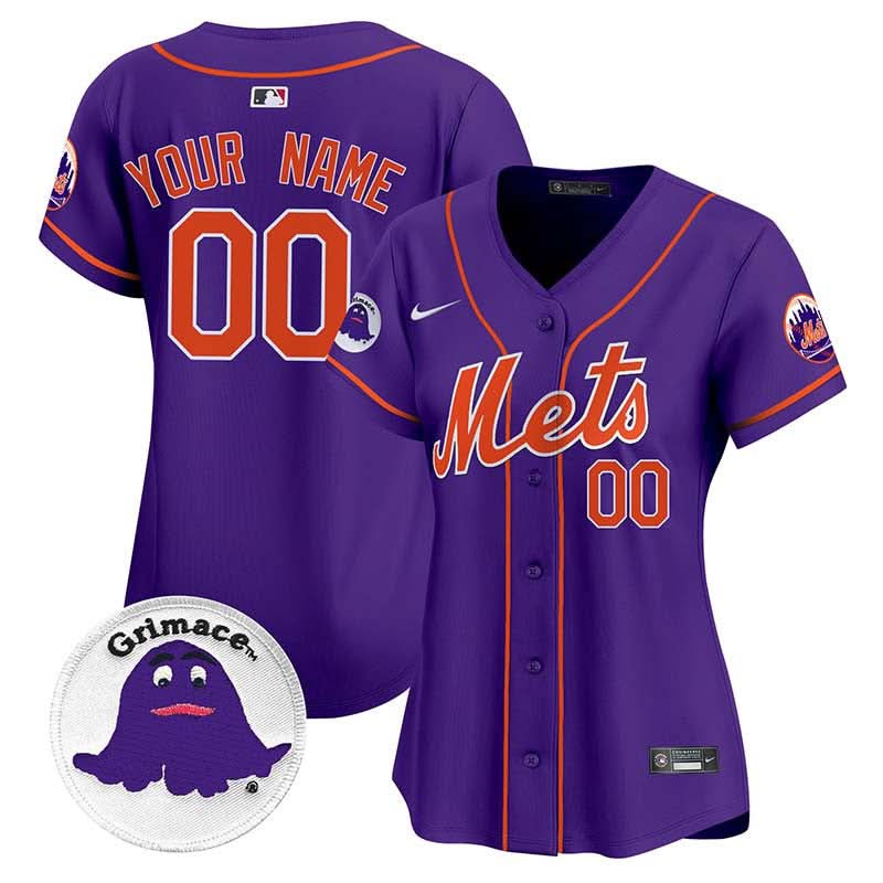Mets Grimace Vapor Premier Limited Custom Jersey - All Stitched