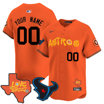 Astros Love Street & Texans Patch Vapor Premier Limited Custom Jersey - All Stitched