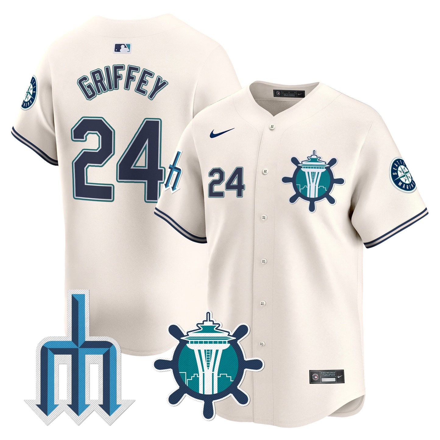 Seattle Mariners Trident Patch Vapor Premier Limited Jersey - All Stitched