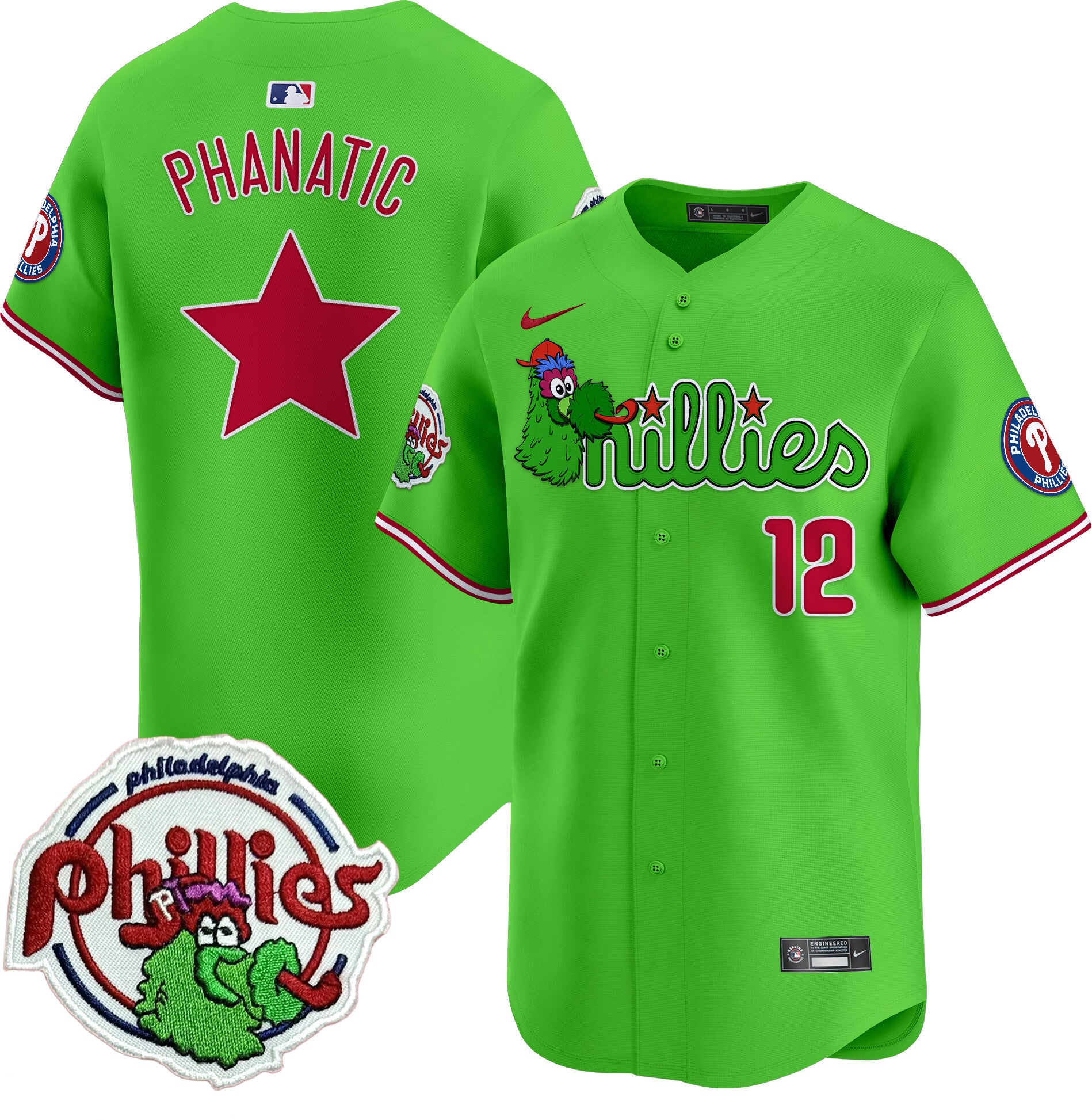 Men's Phillies Phanatic Patch Vapor Premier Limited Jersey V3 - All Stitched