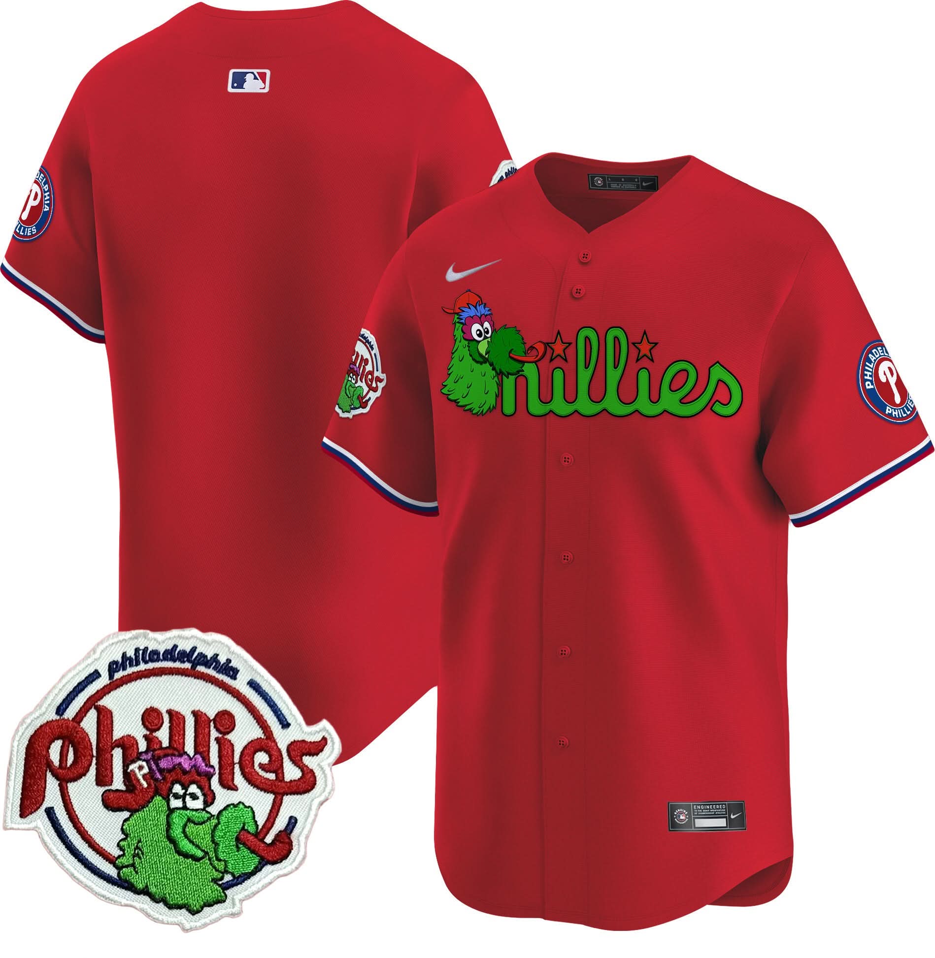 Men's Phillies Phanatic Patch Vapor Premier Limited Jersey V3 - All Stitched