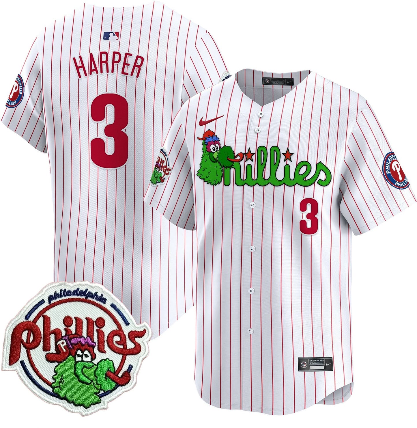 Men's Phillies Phanatic Patch Vapor Premier Limited Jersey V3 - All Stitched