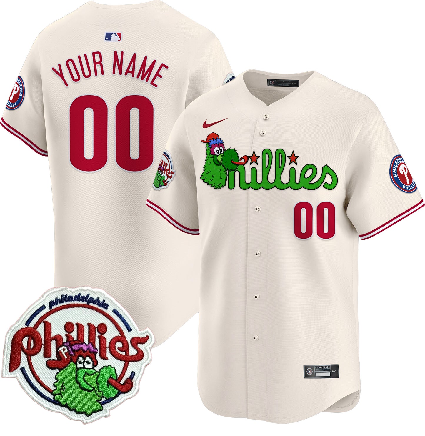 Phillies Phanatic Patch Vapor Premier Limited Custom Jersey V3 - All Stitched