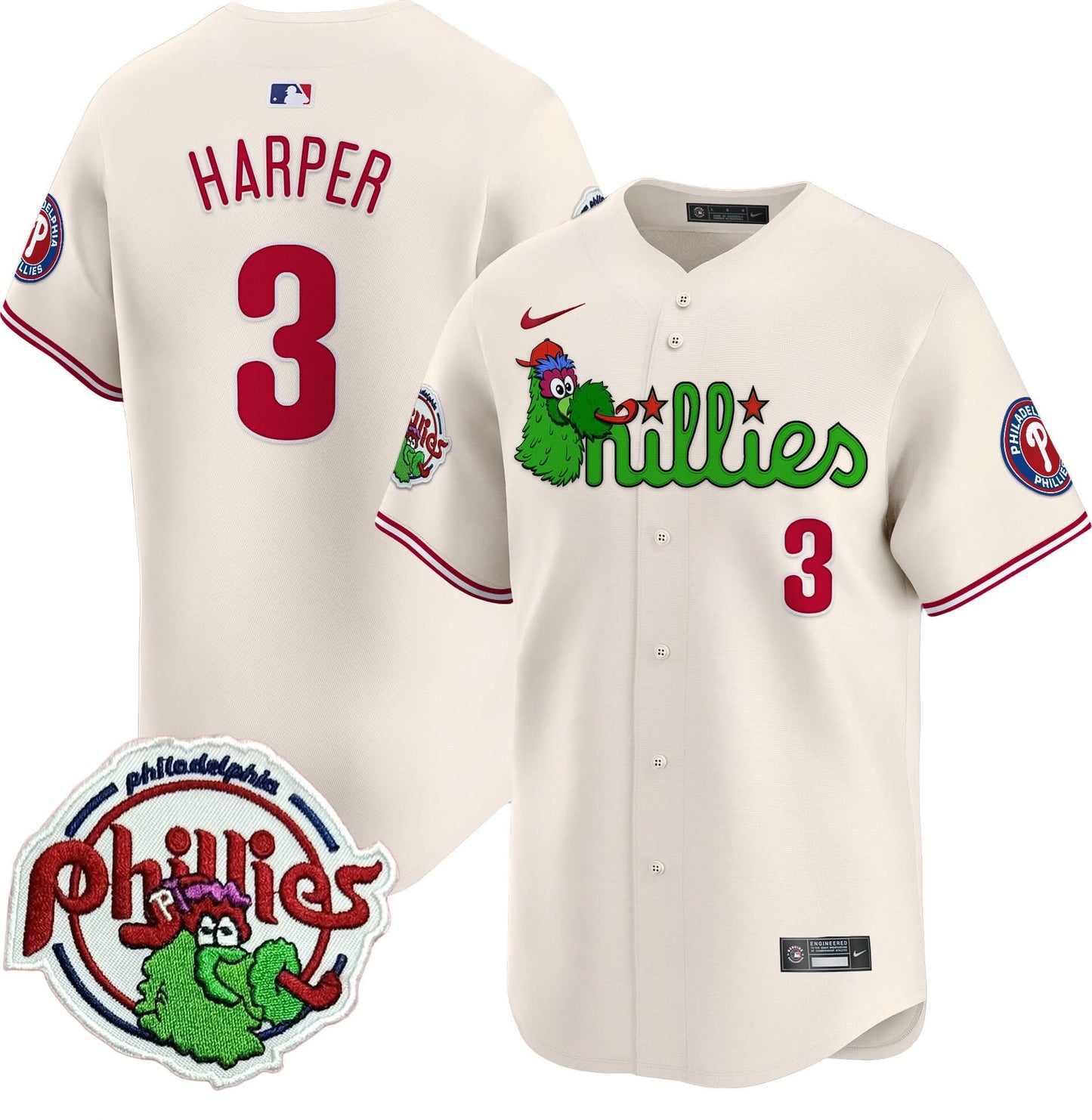 Men's Phillies Phanatic Patch Vapor Premier Limited Jersey V3 - All Stitched