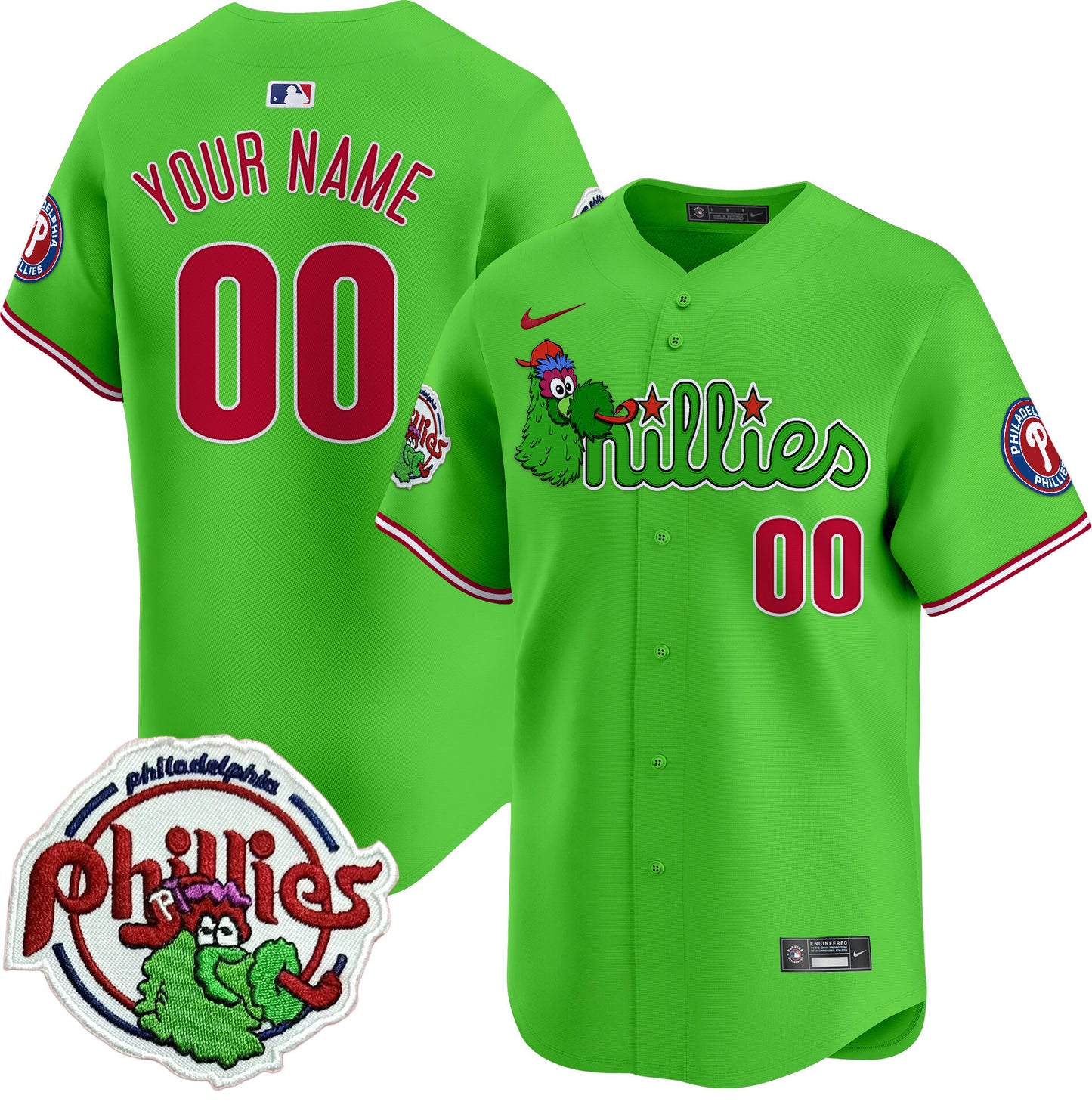 Phillies Phanatic Patch Vapor Premier Limited Custom Jersey V3 - All Stitched