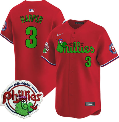 Men's Phillies Phanatic Patch Vapor Premier Limited Jersey V3 - All Stitched