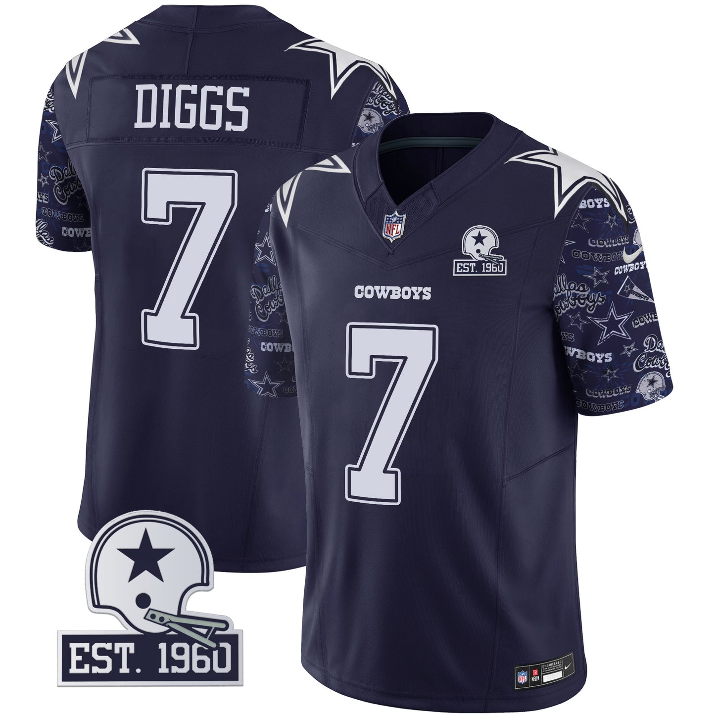 Cowboys Pattern Style Vapor Limited Jersey - All Stitched