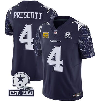 Cowboys Pattern Style Vapor Limited Jersey - All Stitched