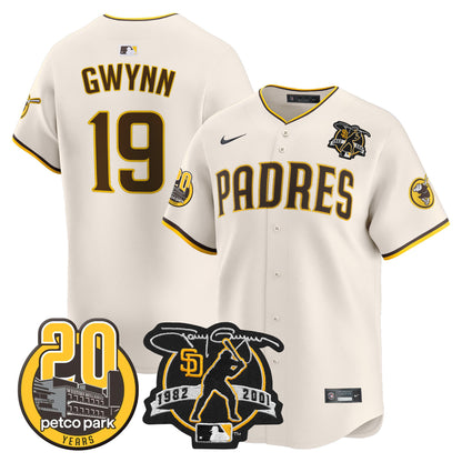 Padres Tony Gwynn & Petco Park 20th Patch Vapor Premier Limited Jersey V2 ·All Stitched