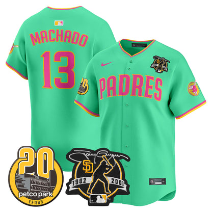 Padres Tony Gwynn & Petco Park 20th Patch Vapor Premier Limited Jersey V2 ·All Stitched