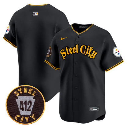 Steelers 412 Patch Vapor Premier Limited Jersey - All Stitched