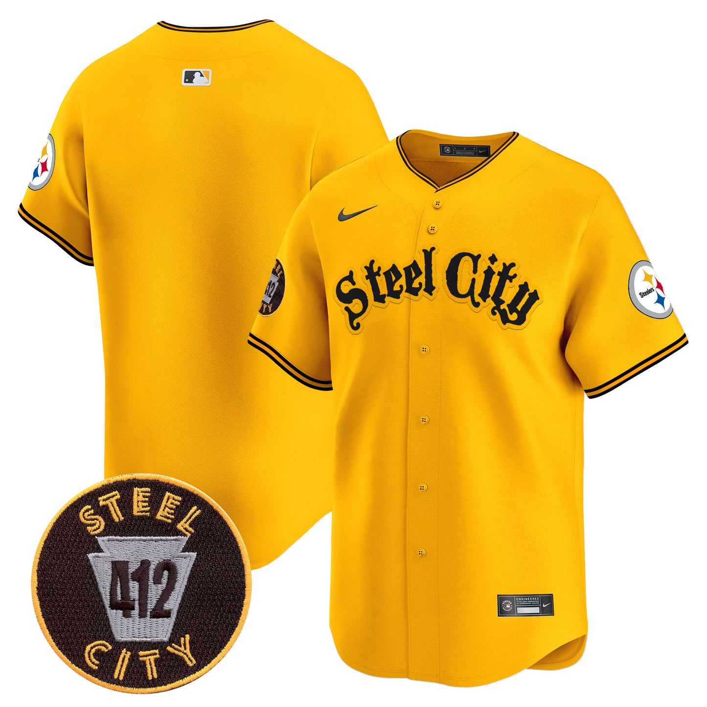 Steelers 412 Patch Vapor Premier Limited Jersey - All Stitched